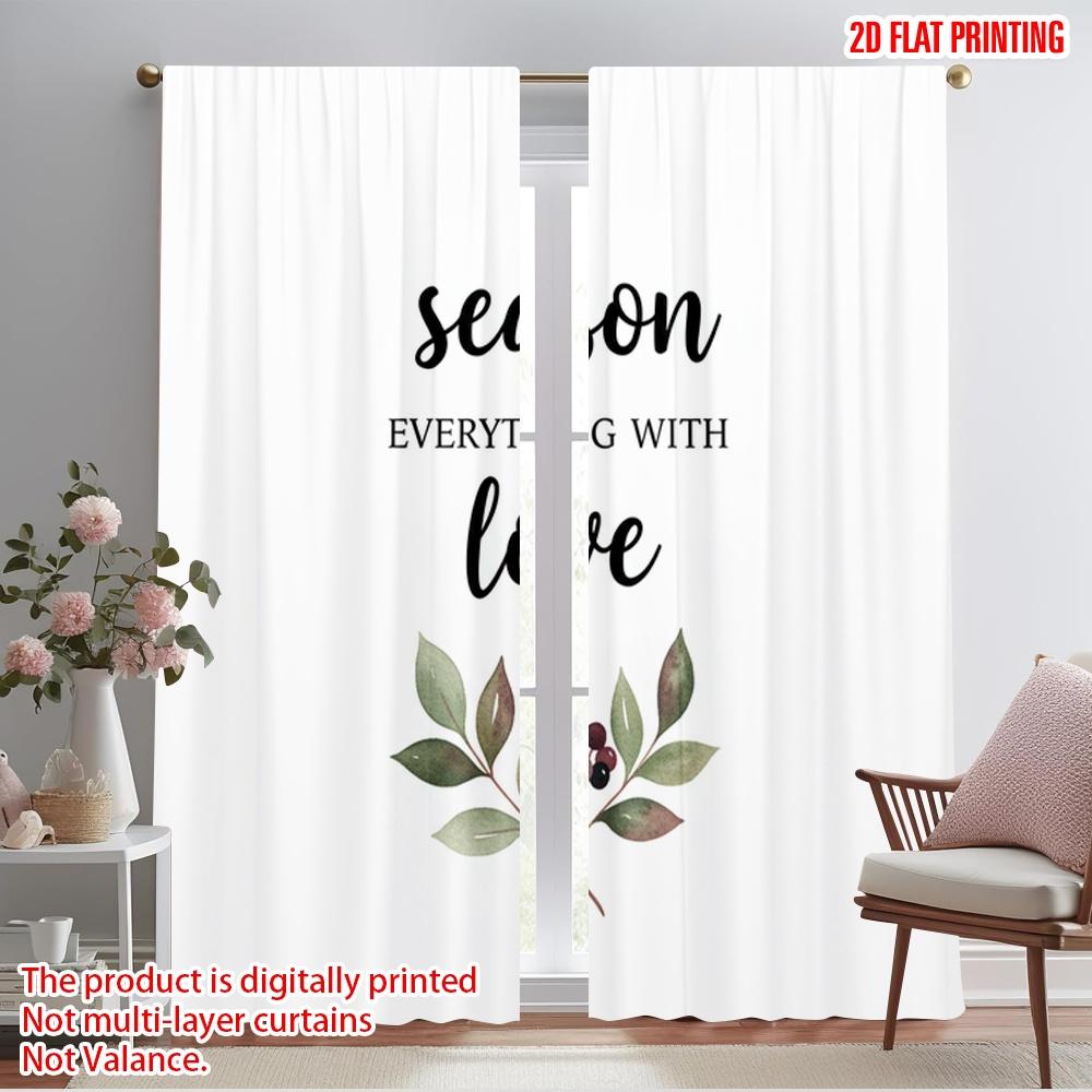 

2pcs 2D flat printing Curtains Floral Season Love 100% Polyester Fabric Without Electricity Festive Holiday Use for Outdoor and 52.50×116.00 CM 2pcs