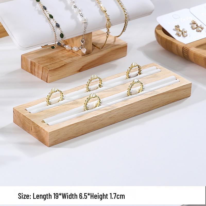 Solid Wood Minimalist Ring Display Tray with 20 Slots