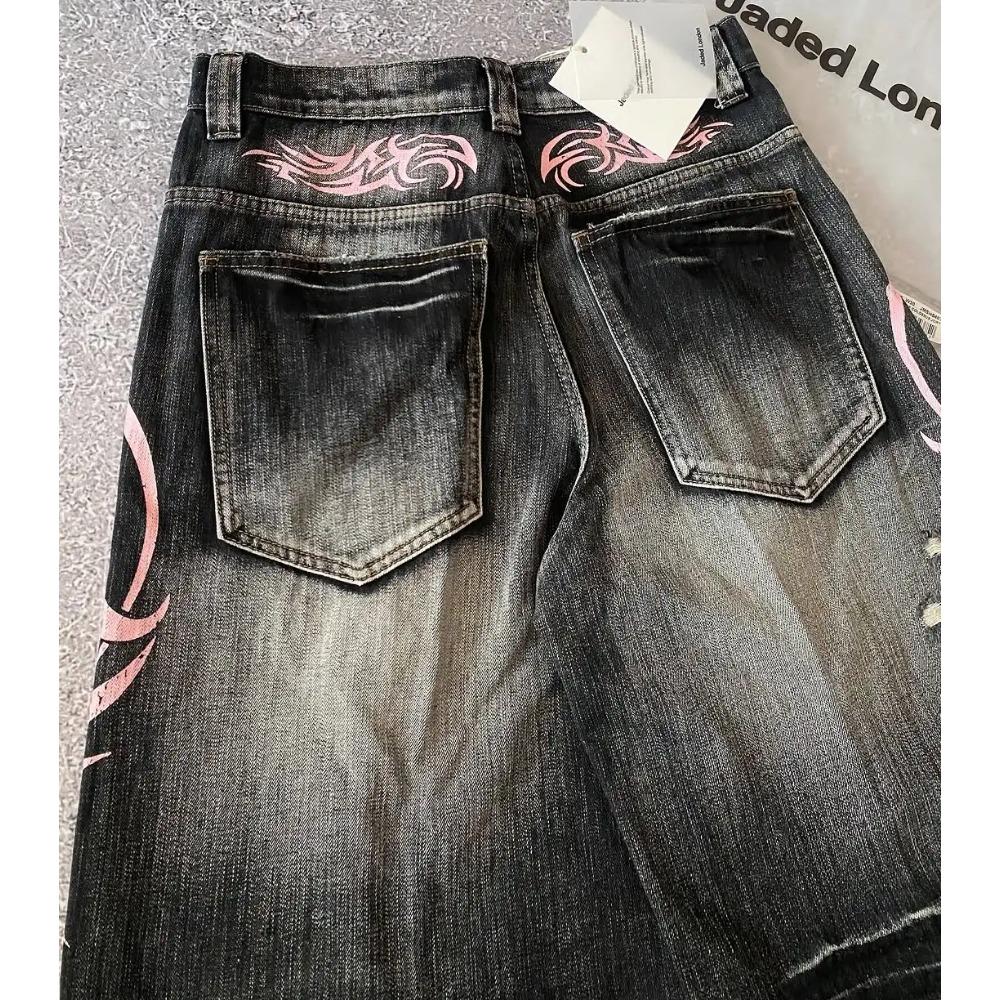 LUXEON Streetwear Y2K Popular Denim Shorts Tassels Design Vintage Shorts Man Hip Hop Fashion Harajuku Punk High Waist Wide Leg Pants