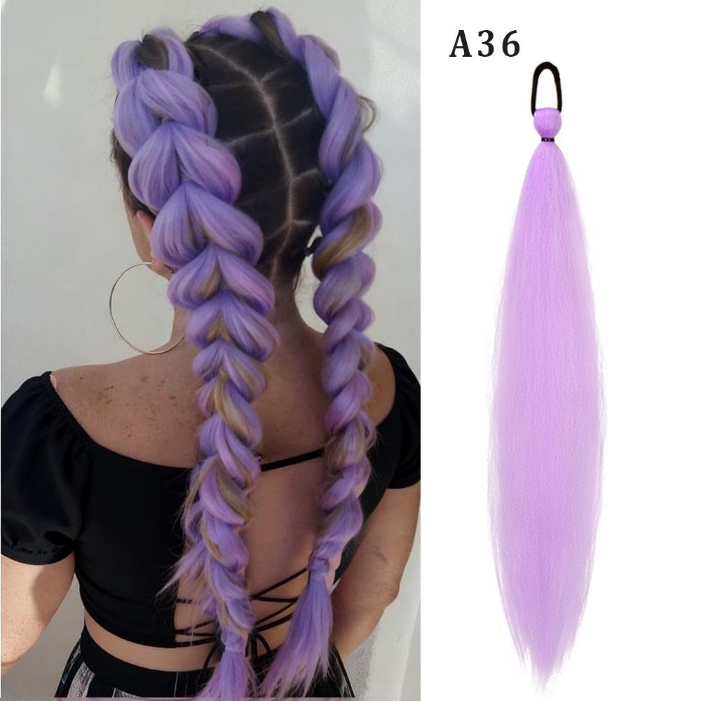 Paardenstaartverlenging met Elastiek Lange Rechte DIY Synthetische Gevlochten Paardenstaart Haardeel Dames Hoofddeksels AccessoiresY2K 26inches gray