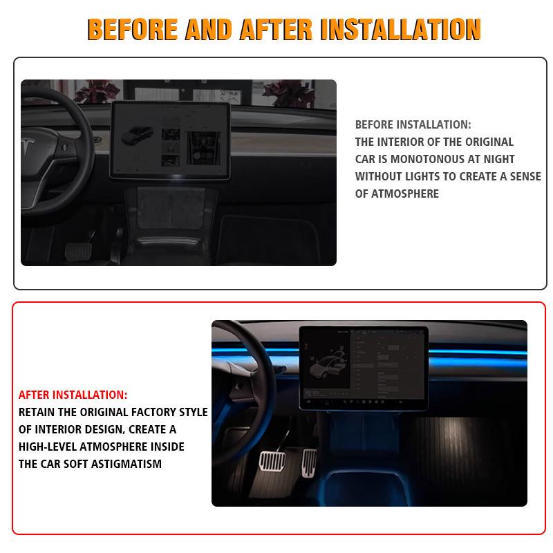 Tesla Y/3 Air Vent RGB Ambient Light Strip for Display Screen & Center Console