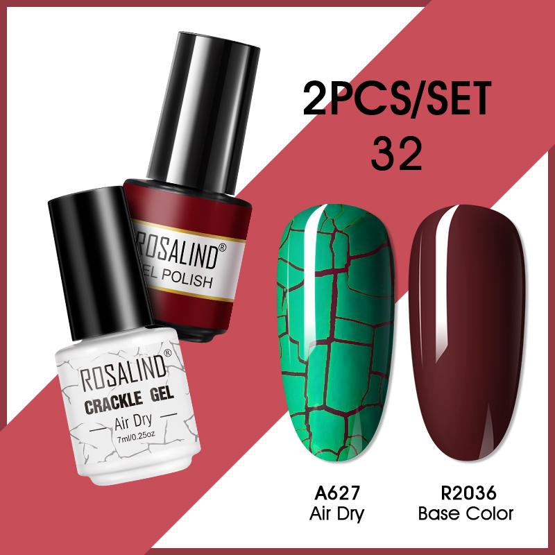 ROSALIND 7ml Nagelgel Nagellack Cracked Gel Semi-Permanent Esmalte Hybrid Lack UV Nagelkleber Nagellack Primer Matt 2er Set