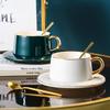 Juego de Taza y Platillo de Cerámica con Borde Dorado Estilo Coreano