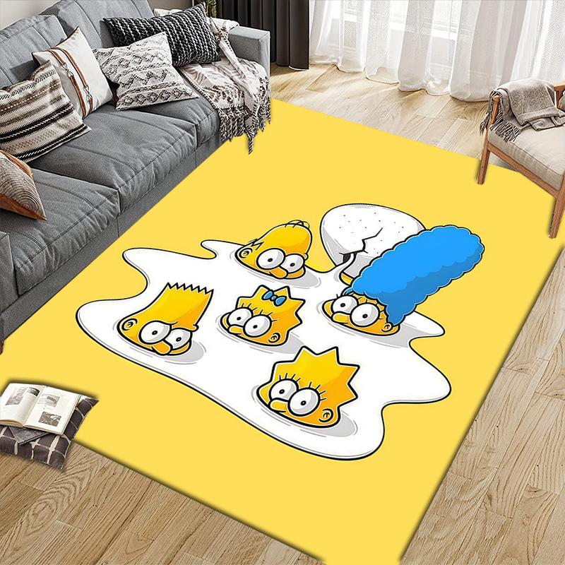 The Simpsons Flannel Pattern Square Carpet,Area Rug,Carpet Rug for Living Room Bedroom Sofa Playroom Decor,Non-slip Floor Mat