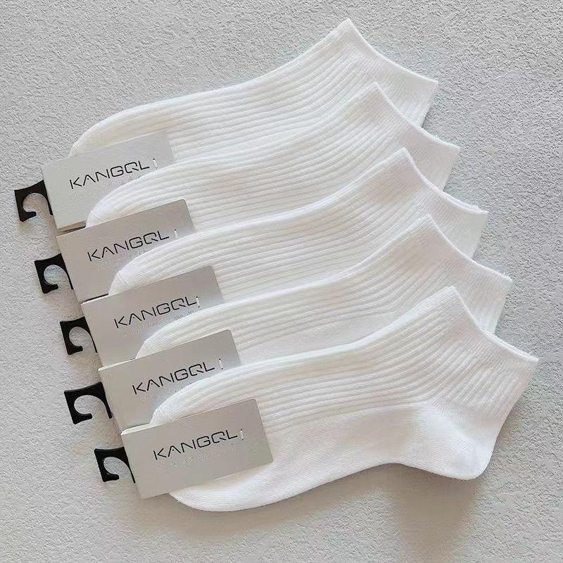 5 Pairs of Solid-color Cotton Double-needle Men s and Women s Socks, Short Tube Socks, Simple and Versatile Sports Boat Socks, Black and White Socks 5 pairs of women s shoes белый
