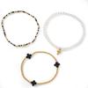 Go2boho 3Pcs Cross Beaded Bracelets for Women, Pearl Look Colorful Stackable Stretch Bracelet Set Boho Jewelry Gifts