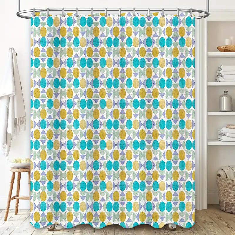 Perdea de duș Natur Albastru Verde Model Frunze Impermeabilă Decor Baie Stil Fermă Modernă Fundal Textil