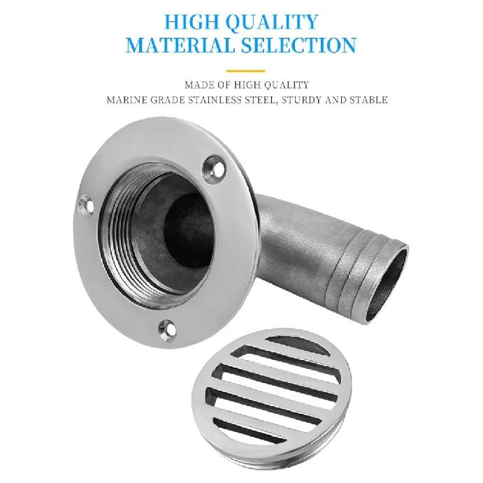 Removable Floor Deck Cockpit Drain 316 Stainless Steel Scupper Curved Floor Drain 32MM/38MM Marine Hardware