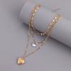 3 Pieces/set of Able Gold Color Heart-shaped Chain Multi-layer Necklaces, Women's Personalized Daily Party Jewelry Gifts