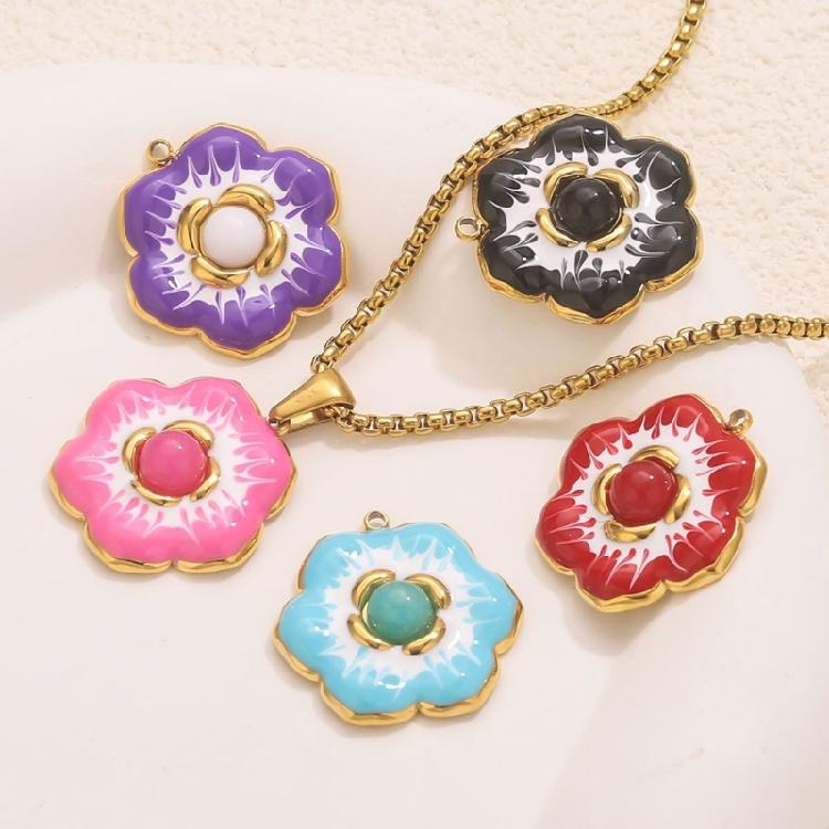 Polierte Lebendige Florale Anhängerkomponente Für Individuelle Halsketten Armbänder Ohrringe Basteln