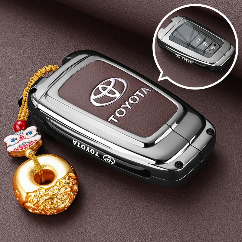 Leather Zinc Alloy Car Key Case for Toyota Corolla Hybrid 2021 Rav4 Land Cruiser Prado Camry Highlander Prius C-HR 2018+