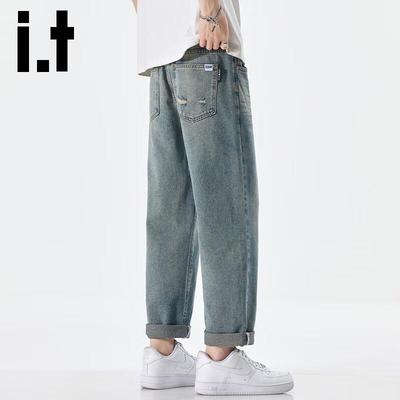 Izzue It Men's Retro Straight-Leg Loose Jeans