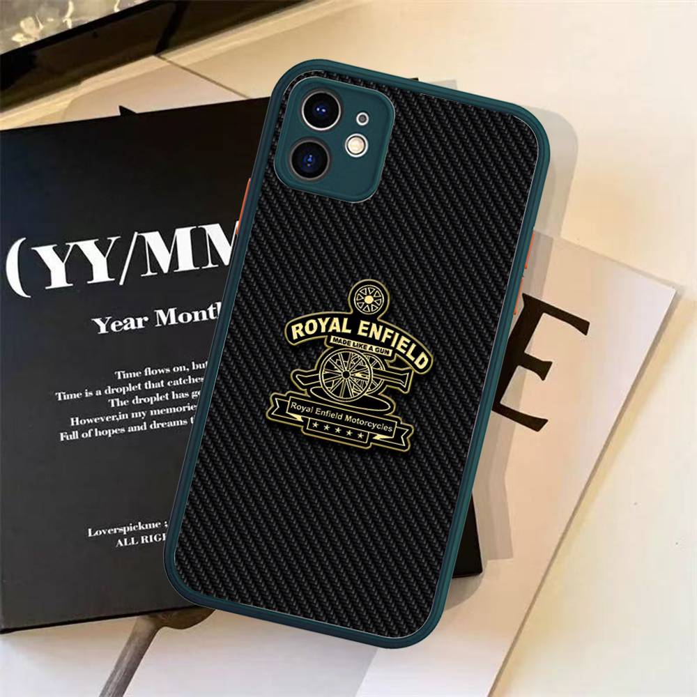 R-ROYALS E-ENFIELDS Logo For IPhone 11 12 13 14 15 16 Pro Max Plus X XS MAX Shockproof Matte Back Cover
