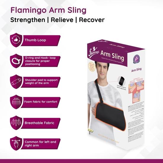 Flamingo Brown Arm Pouch Breathable Sling Strap with Shoulder Cushion SUPPORT