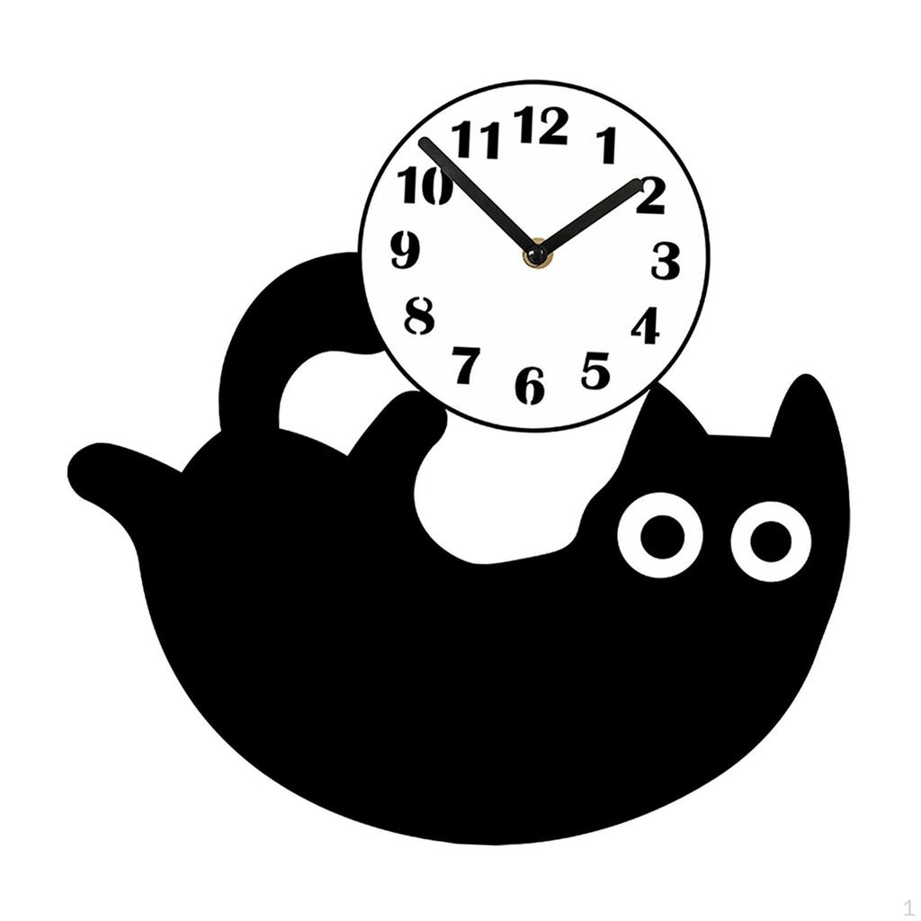 Acrylic Cat Design Silent Hanging Wall Clock Decorative Pendulum Ornament Suitable for Bedroom