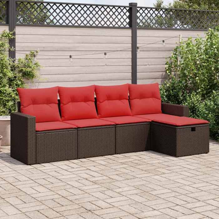 VidaXL Salon de jardin avec coussins 5 pcs marron résine tressée 3325370