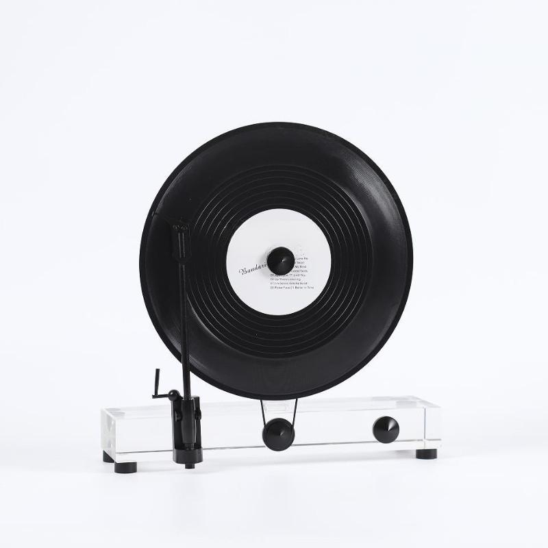 Modello Fonografo Retro Verticale Lusso Moderno Disco in Vinile Nero Ornamenti Creativi in Cristallo Decorazione Scrivania Studio Oggetti di Scena per Foto Nuovo
