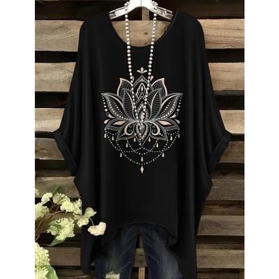 Top with a Rainbow Striped Pattern Tunic T Shirt Women T-Shirt Versatile Casual Loose-Fitting Bohemian Clothing Woman Top
