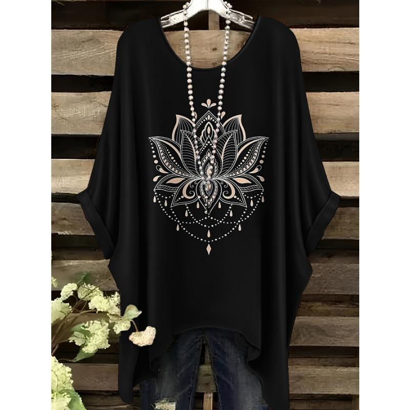 

Top with a Rainbow Striped Pattern Tunic T shirt Women T-Shirt Versatile Casual Loose-Fitting Bohemian Clothing Woman Top 1XL