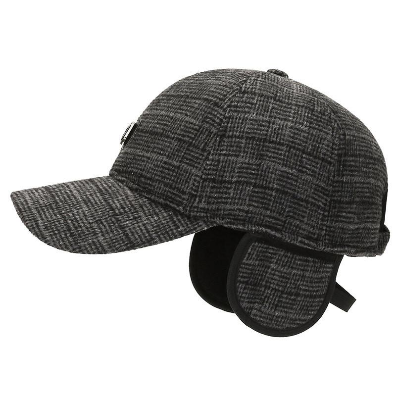 Classic Baseball Cap For Men With Letter Decor And Ear Protection For Winter Outdoor Activities