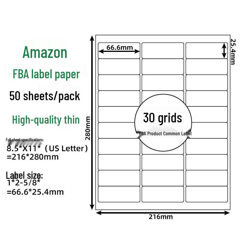 FBA Self-Adhesive Label Paper, 30 Grids, 6 Grids, 40UP44, 212427 Grids.