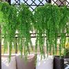 Weatherproof Hanging Plants for Garden Artificial Plant Vines, Flexible Plastic Rattan Waterproof Fake Decorative Window Frames No