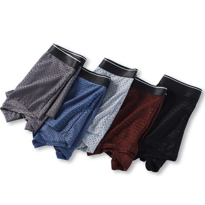 Mesh Seamless Boxers Shorts Mens Underwear Ice Silk Underpants Comfortable Undies U Convex Panties