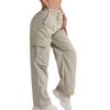 Quick Dry High Waisted Cargo Pants Women Solid Color Wide Leg Sports Pants Casual Drawstring