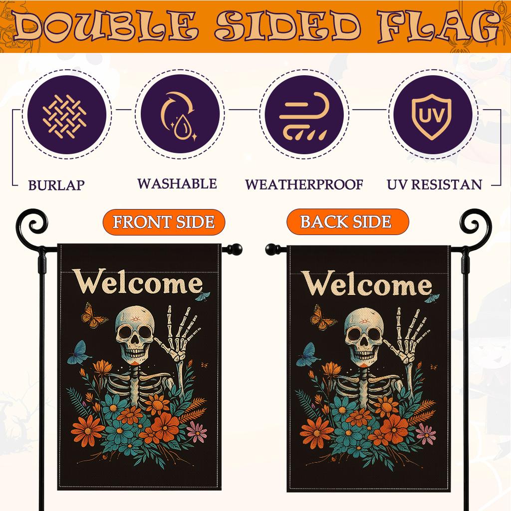 Halloween Ghost Hanging Flags Garden Flag Garden Flag 45x30cm Double Sided Yard Party Decoration (excluding Flagpole)