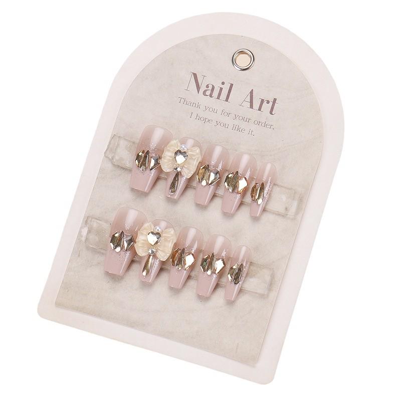 Xiaohongshu Champagne Butterfly Long Wearable Nail Pieces