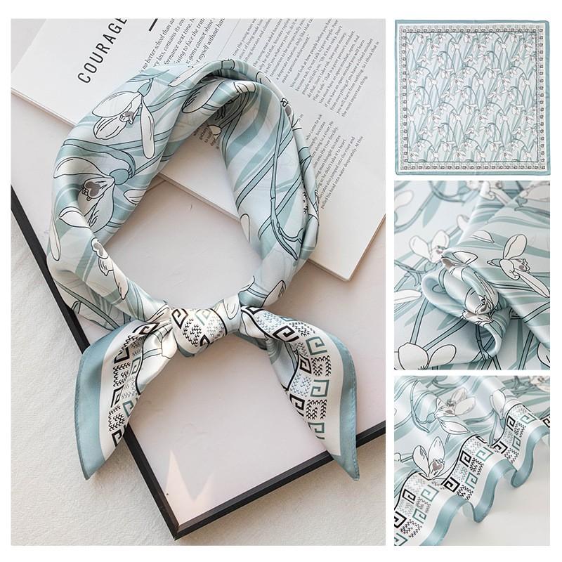 Mulberry Silk Printed Scarf 70cm Soft Skin-Friendly Shawl Women Fashion