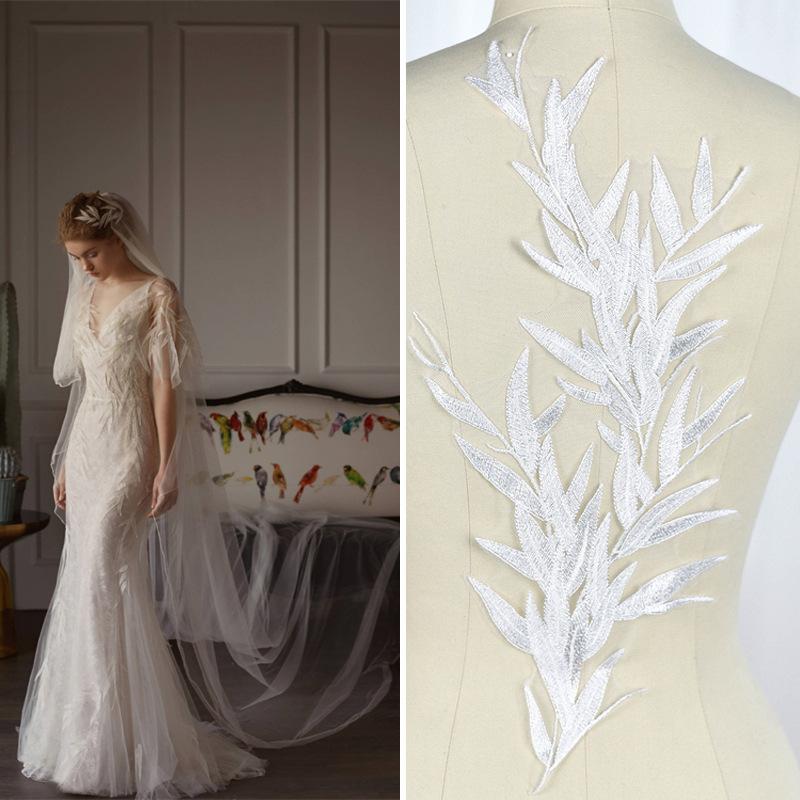 Bamboo Leaf Embroidery Lace Flower Slices, Wedding Dress Veil Handmade Diy Material Clothing Decoration Accessories Accessories