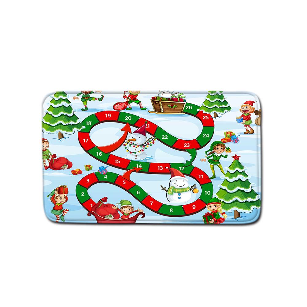 Christmas Shower Curtain Four-Piece Toilet Floor Mat Non-Slip Doormat Water Absorption And Dust-Proof Carpet