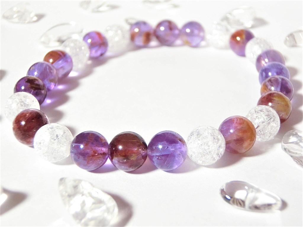 Kanaishi for Fulfilling Love Amethyst Garden Crack Quartz Power Stone Bracelet for Men and Natural Stone Size Approximately 16cm [Amulet Wishes] (Rare