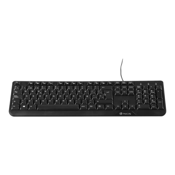 Ensemble clavier et souris USB NGS Cocoa Kit - Noir - Espagnol - 12 touches multimédia