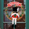Christmas Soldier Vine Wreath Welcome Wooden Sign Decoration Dwarf Doll Vine Wreath Shopping Mall Window Wall Hanging