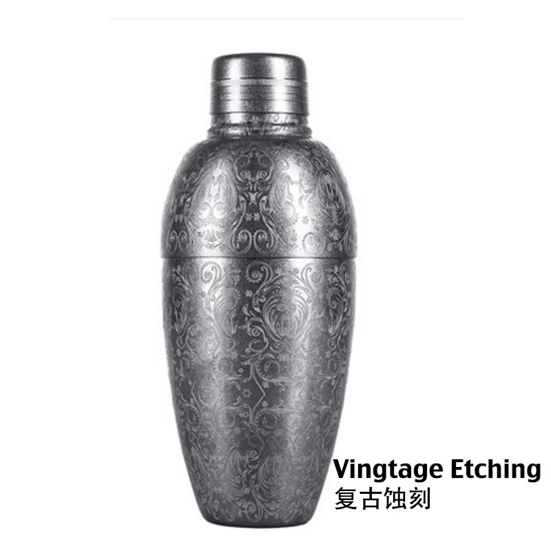 500ml 3Pieces Vintage Cocktail Shaker Bar Shaker Cobbler Shaker Bar Tools