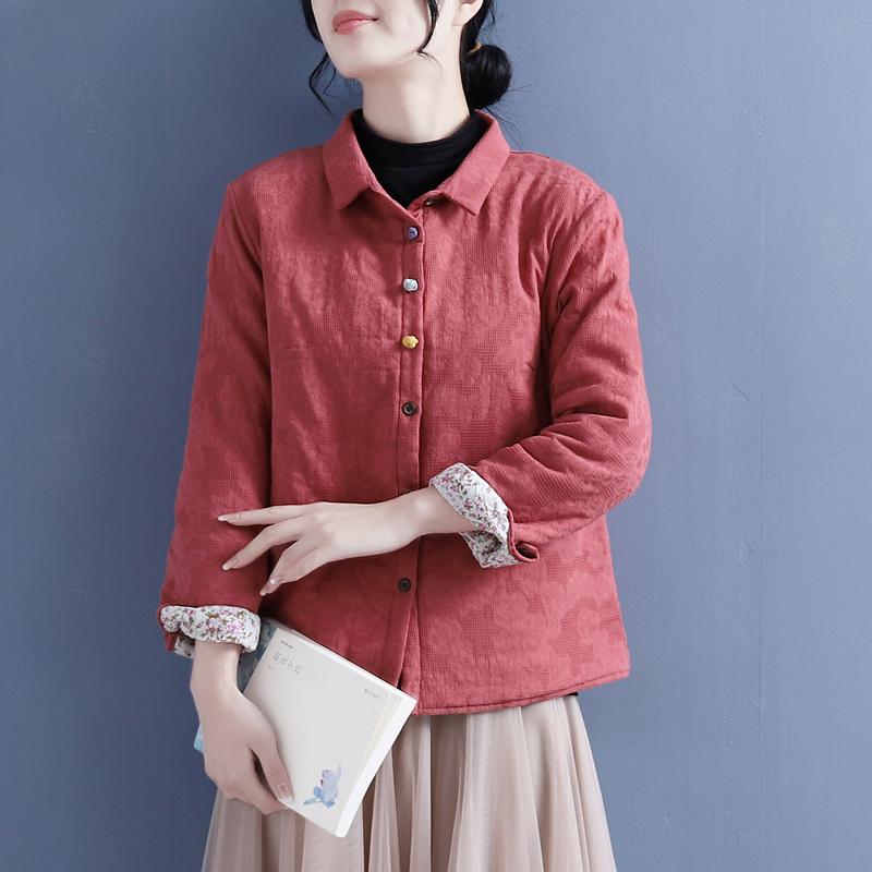 Women s Retro Chinese-Style Quilted Cotton-Linen Shirt - Winter 2021 Loose Fit One Size