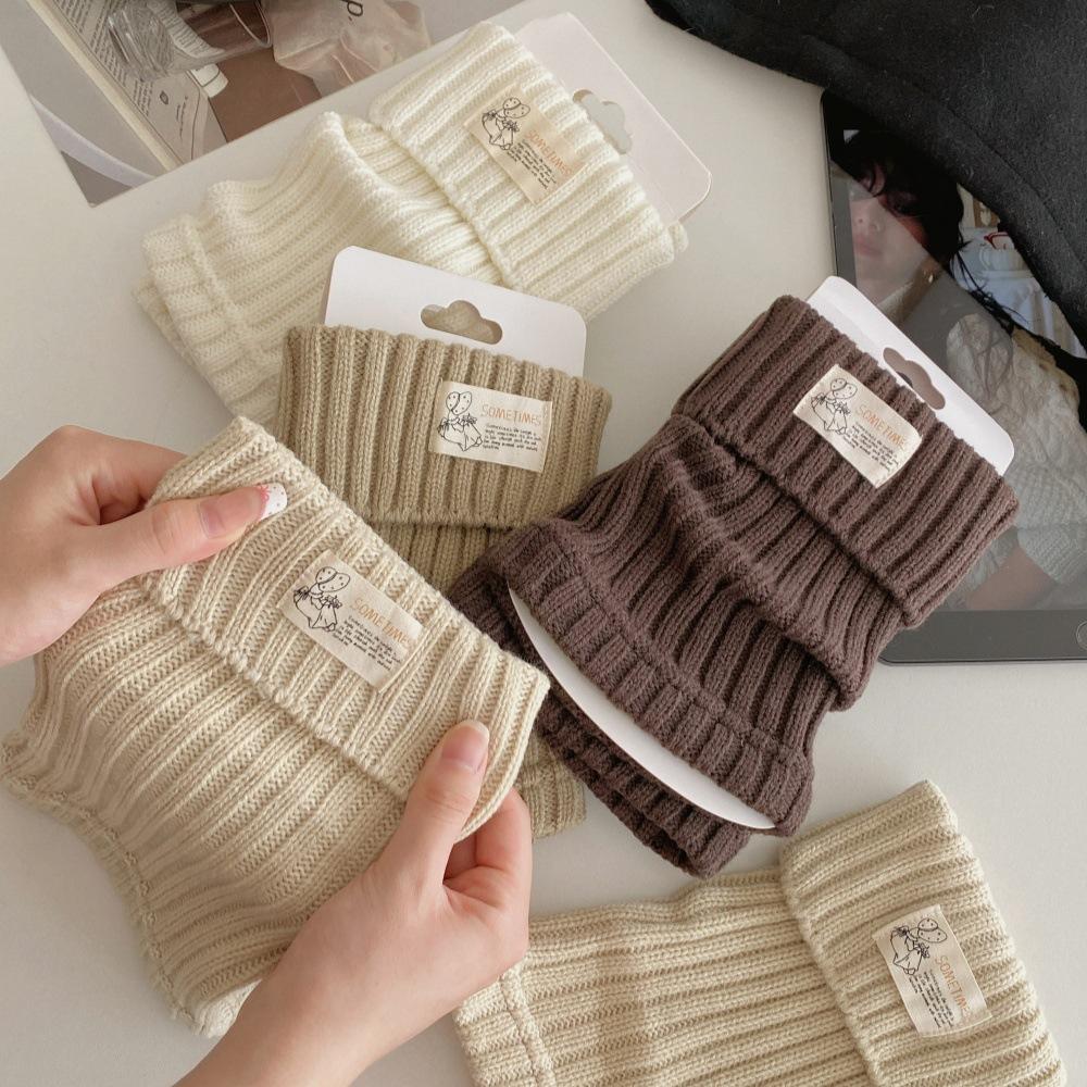 Einfarbige Beinstulpen mit Bündchen für Millennial-Mädchen, Coole gestrickte Plüschsocken-Abdeckungen, Stoffetikett Kurze Socken-Abdeckungen