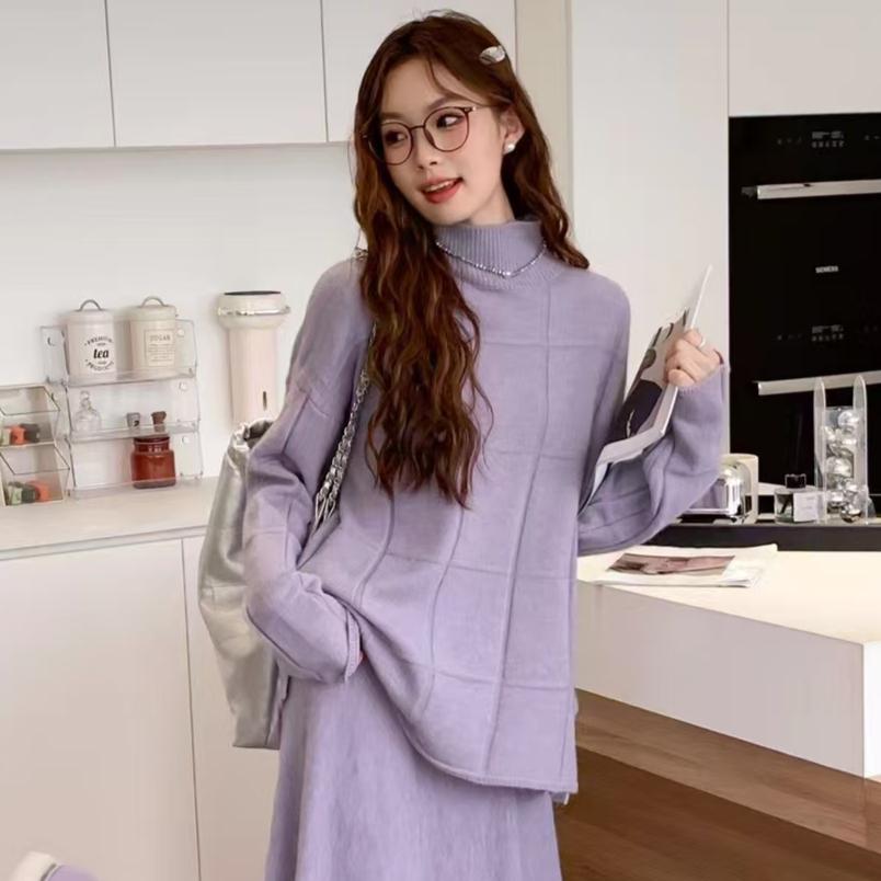 DIMANAF 2024 Winter Autumn Women Solid Sweaters Knitting Basic Fashion O-Neck Style  Loose Pullover Sweater
