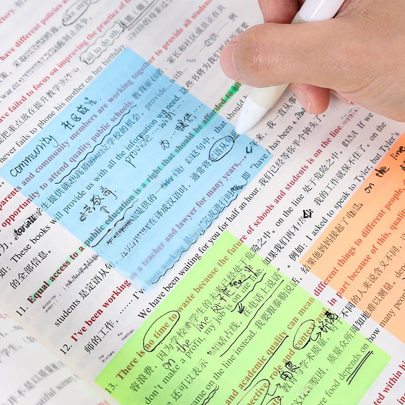 ფერადი გამჭვირვალე წებოვანი ფურცლები დასაწერი მაღალი ხარისხის PET ინდექსის გაფართოების ნოტებით