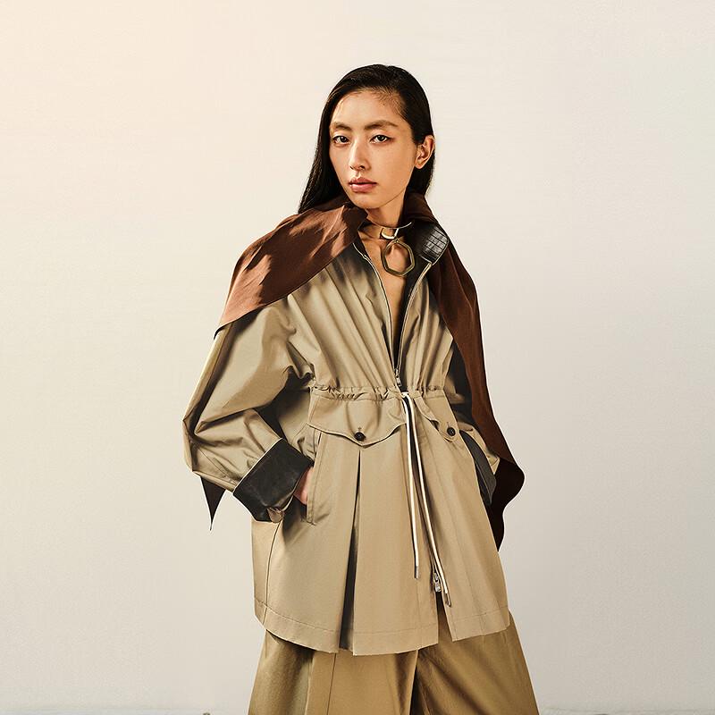 LESSLESS Stand-Collar Loose A-Line Jacket