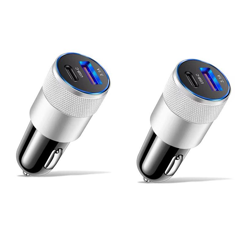 3.1A USB Car Charger Type C Fast Charging Phone Adapter For Xiaomi Huawei PD Phone Charger Adapter Socket Cigarette Lighter