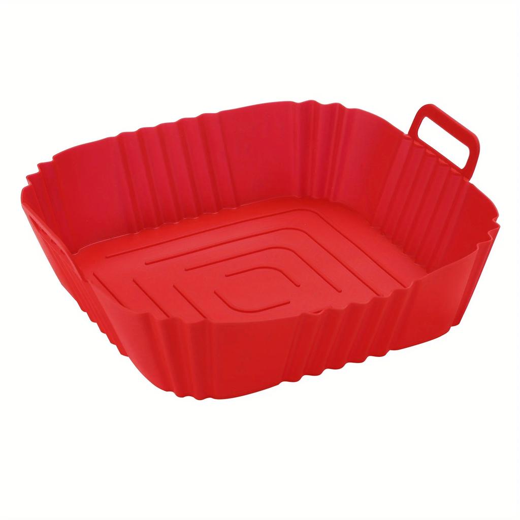 1pc of 22cm silicone air fryer oven baking plate pizza fried chicken silicone basket reusable air fryer liner accessory
