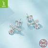 Dog Bone Dog Claw Stud Earrings, Cute Fun Stone Design S925 Sterling Silver Earrings Jewelry
