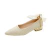 French Pointed Bridesmaid Shoes Thick Heel Wedding Shoes Female Bride High Heel Mary Jane Autumn Evening Breeze Gentle Single Shoes