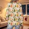 Women's V-Neck Long Sleeve Christmas Print Lightweight Blouse for Spring and Summer