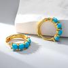 Boho Vintage Imitation Turquoise Gold Color Earrings Retro Art Earrings Fashion Women's Festival Party Gift Accessories