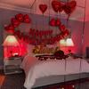 Happy Anniversary Decoration, Red Heart Balloon, Happy Anniversary Banner, Rose Petals, Wedding, Valentine's Day Romance