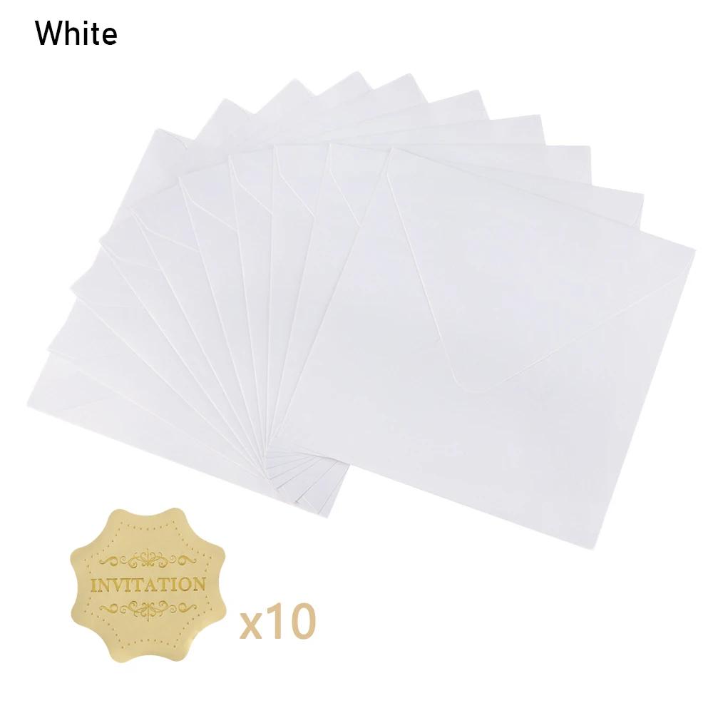 10 PCS/lot Business Gift Multicolor Pearlescent Square Paper Envelopes Pearl Papers Envelope Bag Greeting Card Encased